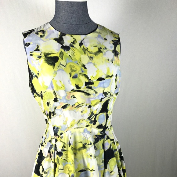 Bar III Women's Size S Yellow Floral Skater Dress - Picture 3 of 8